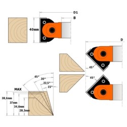 HW ADJUSTABLE CHAMFER CUTTER HEAD Z2 D-145X40X40