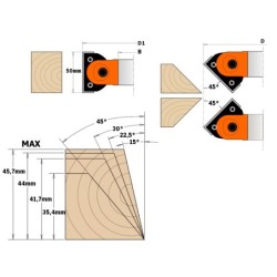 HW ADJUSTABLE CHAMFER CUTTER HEAD Z2 D-160X50X50 +-90