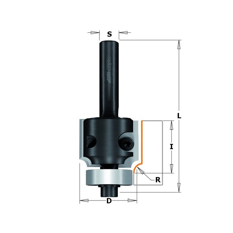 RABBETING BIT W- KNIVES HMS-8 R-6.35 Z2 RH