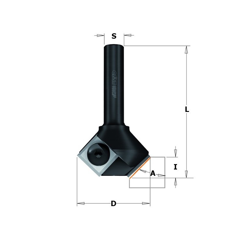 HW CHAMFER ROUTER BIT W-KNIFE Z2 S-6 D-29X8X52 45 RH