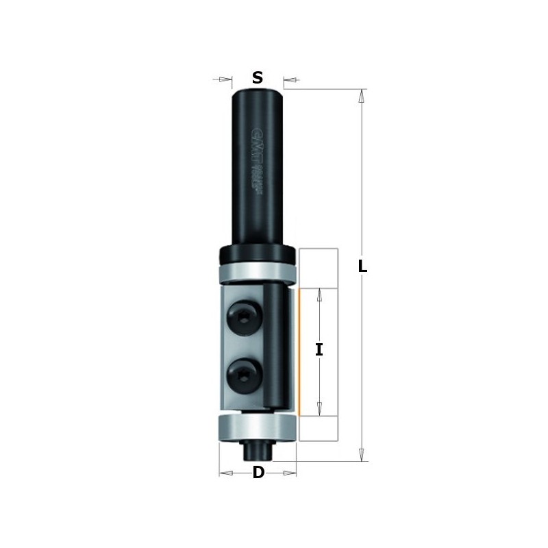 HW FLUSH TRIM BIT W-KNIFE AND BEARING HW Z2 S-12.7 D- 19X60X120 RH