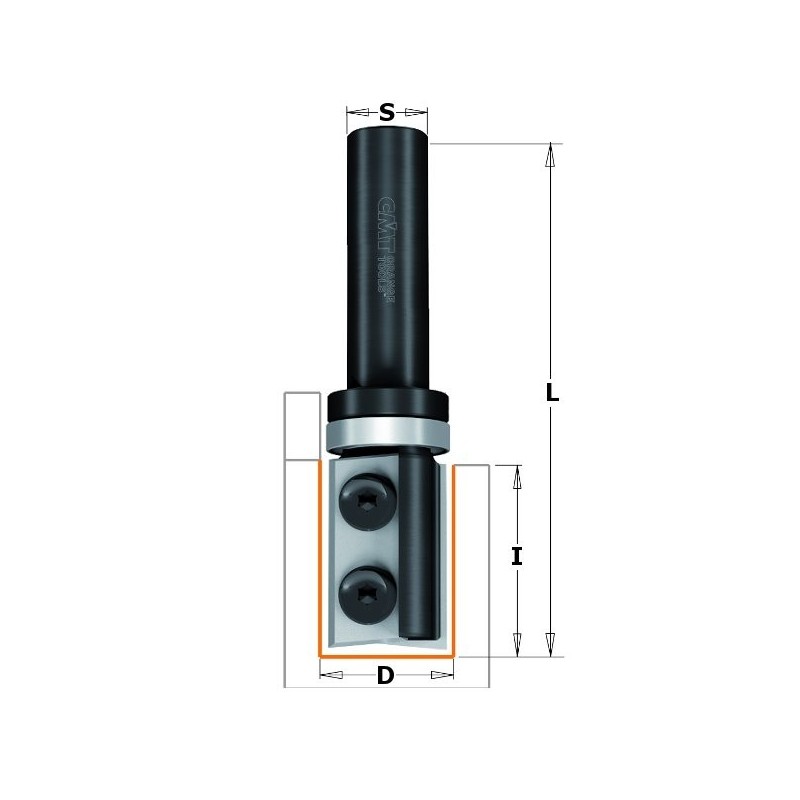 ROUTER BIT W-KNIFE FOR BORING AND TRIMMING Z2 S-8 D-16X35x80 RH